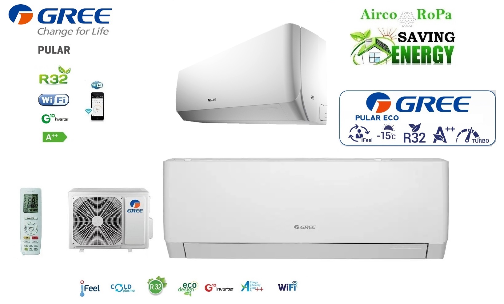 Airco Ropa Gree Pular Gwh09aga K6dna1ai 25kw R32 Wifi 6315